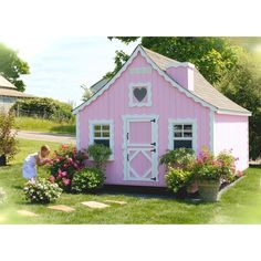 Little Cottage Company Grand Portico Mansion 10x16 (10X16GPMWPNK) Gingerbread Playhouse, Playhouse Diy, Outdoor Playhouses, Outside Playhouse, Kids Indoor Playhouse, Kids Playhouse Outdoors, Wood Playhouse, Playhouse Kits, Playhouse Ideas