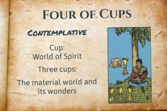 a sign describing the four of cups