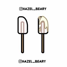 two ice cream lollipops with the words hazel - bear on them, one is