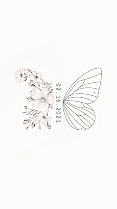 a drawing of a butterfly with flowers on it's wings and the words, i love