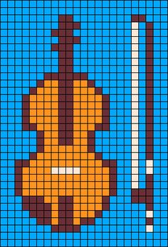 Plus Sign, Native Beading Patterns, Graph Paper Drawings, Tiny Cross Stitch, Hama Beads Design, Stitching Cards, Violin Music, Music Instrument, Diy Perler Beads