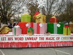 there is a sign that says let his word unwrap the magic of christmas