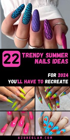 Get your nails ready for summer with the hottest trends of 2024! From vibrant neon shades and tropical designs to pastel hues and chic nail art, find the perfect summer nail ideas to make your manicure pop. Click to explore the best polishes and tools available on Amazon, read reviews, and shop your favorites. Shine bright this summer with stunning nails! 💖 #SummerNails #NailArt #2024Trends 🌸🛍️ Summer Nail Designs Almond, Nail Designs Almond, Trendy Summer Nails, Summer Nail Designs, Airbrush Nails, Pink Collection