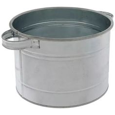 an empty metal bucket on a white background