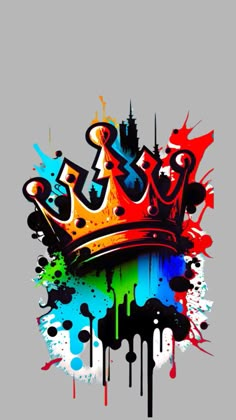 a colorful crown with paint splatters on it