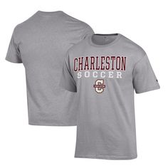 The Men's Champion Gray Charleston Cougars Soccer Stack Logo Powerblend T-shirt is the perfect way to show your support for the Charleston Cougars. Made from a durable cotton-polyester blend, this T-shirt features double-stitched seaming and reinforced shoulder seams for long-lasting wear. The tagless collar provides added comfort, while the bold Charleston Cougars Soccer Stack Logo proudly displays your team spirit. Whether you're cheering from the stands or just showing your support, this T-sh Athletics Logo, Volleyball Jerseys, Logo Basketball, Nc State Wolfpack, Softball Shirt, Mississippi State Bulldogs, Louisville Cardinals, Cincinnati Bearcats, University Of Miami