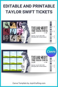 Printable Taylor Swift The Eras Tour Tickets Fun Taylor Swift, Taylor Swift Birthday Invitations, Taylor Swift Cake, Taylor Swift Tickets, Concert Ticket Template, Birthday Nail, Taylor Swif, Taylor Swift Party