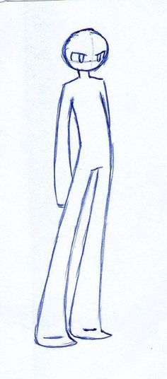 a drawing of a person standing in front of a white background