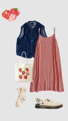 🍓 #outfitideas Spring 2024 Aesthetic Outfits, Cottage Core Skirt Outfit, Vibrant Outfits For Women, Farm Core Outfit, Simple Retro Outfit, Mode Inspo, 60s Fashion, New Classic, Casual Style Outfits