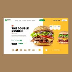 the double decker website is designed to look like it has two large hamburgers and lettuce