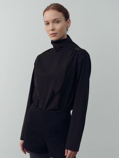 Composition : cotton 60% rayon 40%Country of Origin : KOREA Tie Collar, Collar Blouse, Black Blouse, Top Blouse, Composition, Top Outfits, Collar, The Originals, Clothes For Women