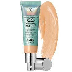 What it is:A full-coverage matte foundation for oily skin, skin-balancing serum, and broad-spectrum SPF 40 sunscreen in one.Coverage:FullFinish:MatteFormulation:CreamSPF:SPF 40Highlighted Ingredients:- Air Licium: Instantly creates a skin-blurring effect; absorbs and reduces shine.- Lentil Seed Extract: Minimizes the look of pores.- Hyaluronic Acid: Hydrates dry skin and prevents the appearance of dry patches.Ingredient Callouts: Non-comedogenic, fragrance free and vegan formula.What Else You Ne Matte Foundation For Oily Skin, It Cosmetics Cc Cream, Foundation For Oily Skin, Foundation With Spf, Makeup Over 40, Sephora Beauty, It Cosmetics, Matte Foundation, Cc Cream