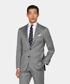 This refined Havana suit boasts a tonal herringbone stripe for a subtle touch of pattern. Tailored slim, it features butterfly lining & a full hand-stitched canvas lining for a rich drape and form-adapting fit. Wedding Suits Men Grey, Stitched Canvas, Suits Men, Grey Herringbone, Wedding Suits Men, Wedding Collection, Italian Fabric, Season Colors, Wedding Men