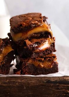 three brownies stacked on top of each other