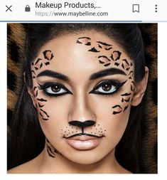 Make Up Humor, Leopard Makeup Halloween, Cat Makeup Tutorial, Simple Cat Makeup, Cheetah Makeup, Beginner Makeup Kit, Cat Halloween Makeup, Leopard Makeup, Black Liquid Eyeliner