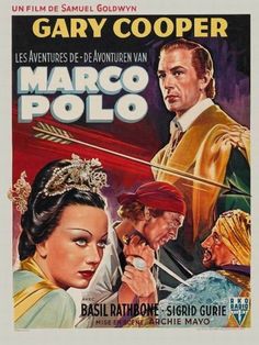 an old movie poster for the film marco poloo, starring actors from left to right