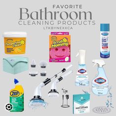 Favorite bathroom cleaning products Bathroom Cleaning Products, Home Cleaning Equipment, First Home Essentials, Cleaning Supplies List, Deep Cleaning Checklist, Cleaning Paste, Bathroom Cleaning Supplies, Diy Cleaning Solution