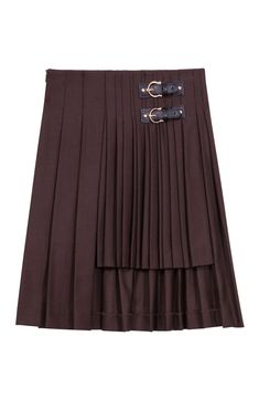 The studio unveils its new collection, the epitome of Parisian chic. Elegance and sophistication unite in a subtle interplay of contrasts and proportions, giving your looks a confident, modern edge.   Make a bold statement with this lined skirt with an asymmetric fit that's short at the front and long at the back. Alongside dainty pleats, it has a cinched, mid-rise waist emphasised by two contrasting buckles.  Slip it over a knitted sweater for a chic, structured look. When it comes to accessori Pleated Short Skirt, Short Pollera, Parisienne Chic, Ceremony Dresses, Pullover Cardigan, Jean Accessories, Lined Skirt, Parisian Chic, Sequin Top