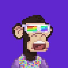 a pixelated image of a monkey wearing glasses