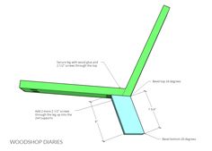 the diagram shows how to build a woodworking table with two legs and one leg