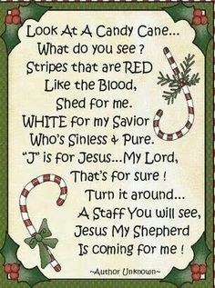 a christmas poem with candy canes on the bottom and words below it that say, look at a candy cane what do you see?