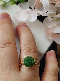 NEXT DAY SHIPPING Three Chinese jade rings, the jade on the ring face are all-natural materials, hand-cut, and the square ring is Hetian jade. The texture of jade is very oily and clear, perfect for thick fingers. For women, the flower shape is carved from jasper, and the ring face is hand-carved flowers, suitable for lively girls. Rectangular rings are perfect for girls with slender fingers. These vintage rings are relatively simple and fresh. Suitable for bringing your own and gifting to frien Luxury Jade Ring With Polished Finish, Green Oval Flower Ring For Gift, Green Flower Ring Gift, Green Jade Ring, Imperial Jade, Runway Jewelry, The Ring Face, Chinese Jade, Hetian Jade