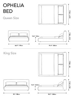 the size and measurements of an open bed with queen size, king size or full size mattress