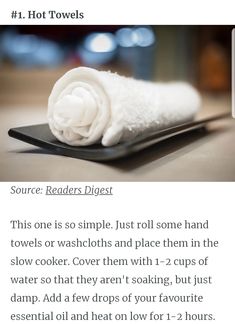 an image of a towel on top of a black plate with words describing how to use it