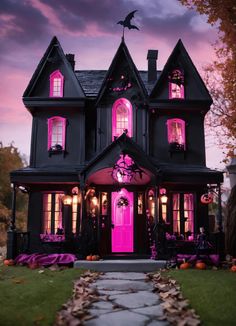 Barbie 
Barbie aesthetic 
Barbie haunted house 
Barbie pink 
Pink world 
Aesthetic 
Haunted house 
Pink haunted house 
Black haunted house 
Black aesthetic 
Black 
Black house 
Pink aesthetic 
Pink Black And Pink House, Queen Decor, Witchy House, Black Houses, Magical House, Paint Color Ideas, Black And Hot Pink, Spooky House, Exterior Paint Color