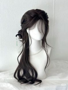 Different Types Of Ponytails Hairstyles, Lower Ponytail Hairstyles, Long Black Hair Ponytail, Fantasy Ponytail, Hair Inspo Ponytail, Cute Hair Styles Long Hair, Long Hair Ideas Hairstyles, Idol Hairstyle, Long Black Hairstyles