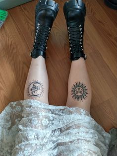 two women with tattoos on their legs