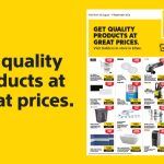 an advertisement with the words get quality products at great prices on yellow and white background