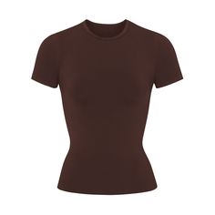 Soft Smoothing T-Shirt - Cocoa | SKIMS Basic Clothes, Estilo Country, Room Redesign, Clothing Pieces, Lounge Top, Looks Chic, Christmas Family, Modern Family, Base Layer