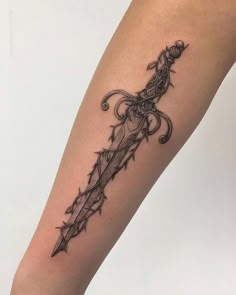 Daggar Tattoo, Dragon Tattoo Ideas, Forarm Tattoos, Fantasy Tattoos, Dagger Tattoo, Calf Tattoo, Badass Tattoos