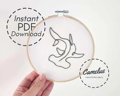 someone is holding up a hand embroidery project with the words instant ppf download on it