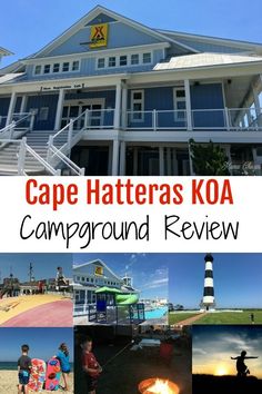 the cape hatteras koa campground review is featured in this postcard photo