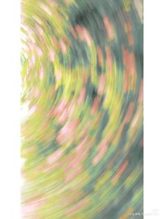 an abstract image of colorful flowers in motion on a white background with green, pink and yellow colors