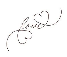 the word love written in cursive writing on a white background with a heart