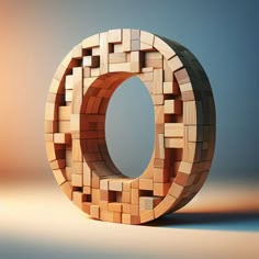 the letter o is made out of wooden blocks