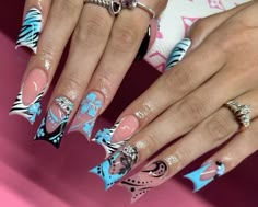 Cute Duck Nail Inspo #nailsofinstagram #nailinspo #acrylicnaildesigns Duck Nails 90s, 2000 Duck Nails, Virgo Duck Nails, Birthday Nails Duck, Jean Duck Nails, Baddie Duck Nails, 2000s Duck Nails, Duck Tip Nails Y2k, Ducky Nails