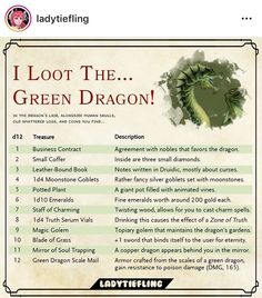 an image of a green dragon with the words i loot the green dragon