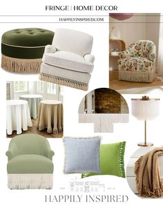 a collage of furniture and decor items with the words, happy inspired home decor