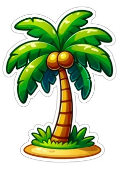 a cartoon palm tree on an island