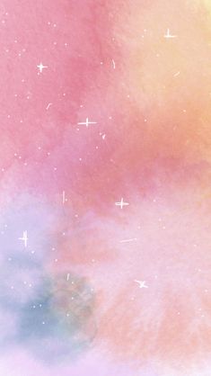 an abstract background with stars and clouds in pastel colors, including pink, blue, yellow and green