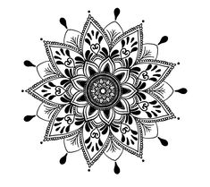 a black and white drawing of a flower