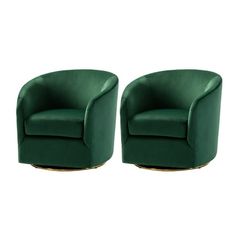 pair of green velvet swivel chairs