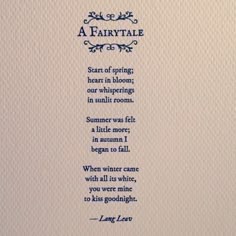 a poem written in blue ink on white paper