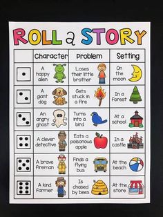 a roll and story game for children to play with their own words on the board