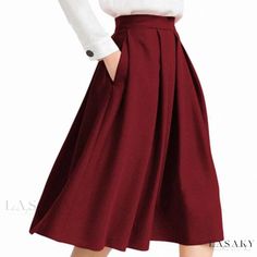 Lasaky - Knee-length Candy-colored Pleated Skirt A-line Bottoms With Pockets, Solid A-line Bottoms With Pockets, Pleated Chiffon Blouse, Short Beach Dresses, Velvet Midi Skirt, Camisole Dress, Cheongsam Dress, Printed Pencil Skirt, Slim Fit Dresses