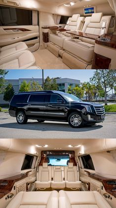 the inside and outside view of a limo